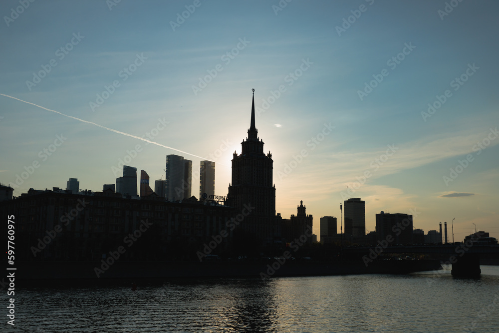City skyscrapers silhouette