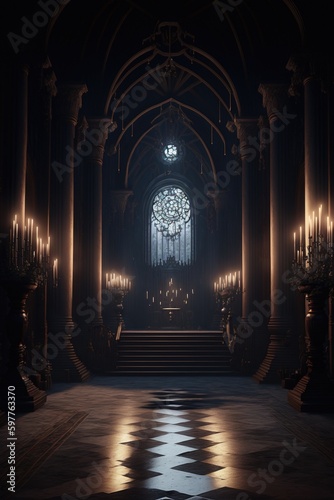 A dark fantasy gothic castle, The kingdom of Orgund in a chaotic, dark and sinister world where cruelty and evil reign