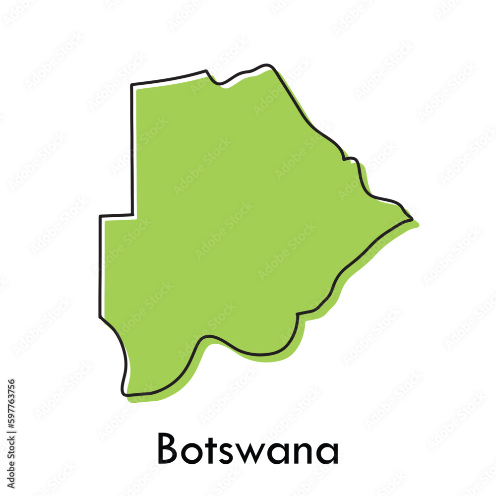 Botswana map - simple hand drawn stylized concept with sketch black line outline contour. country border silhouette drawing vector illustration Botswana map - simple hand drawn stylized concept with sketch black line outline contour. country border silhouette drawing vector illustration