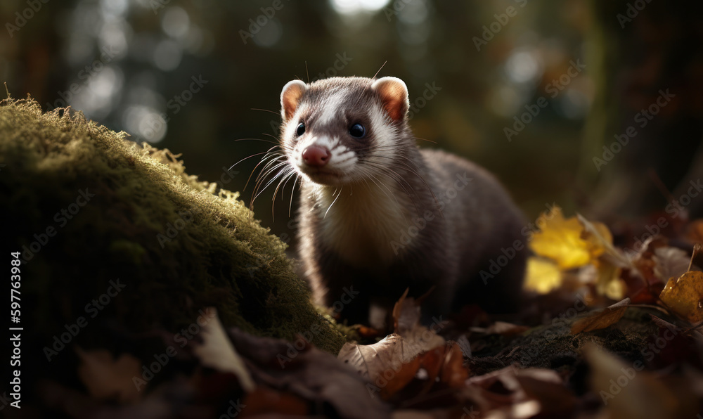 photo of ferret in its natural habitat. Generative AI photo of ferret in its natural habitat. Generative AI