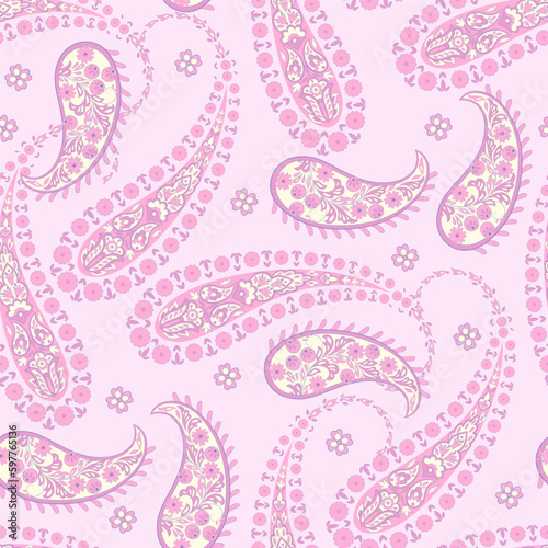 Paisley seamless vector pattern for fabric design. Vintage textile backgournd
