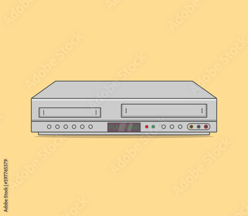 retro vintage vcr vhs player minimalist illustration flat vector 90s 80s tech nostalgia movies 