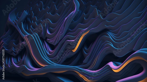 3D neon waves wallpaper, made by Generative AI