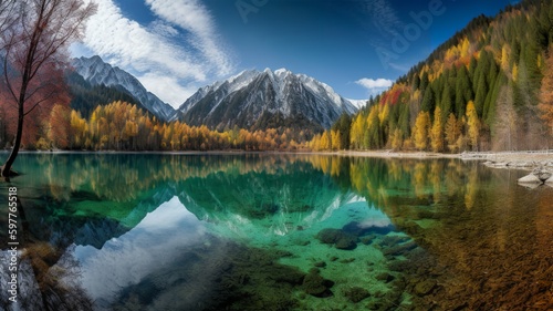Majestic Peaks: Embracing Jiuzhaigou Valley's Snow-capped Mountains in All Their Glory © Emojibb.Family