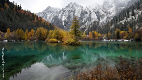 Majestic Peaks  Embracing Jiuzhaigou Valley s Snow-capped Mountains in All Their Glory