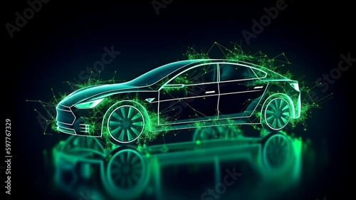 Imaginary electric vehicles Electric energy is used to power the electric automobiles in the artwork. Future power. GENERATE AI