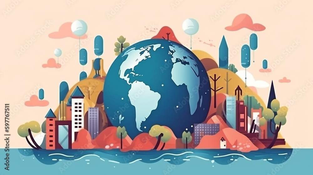 Obraz premium Sustainability, pollution concept, global warming illustration, and climate change. The Generative AI