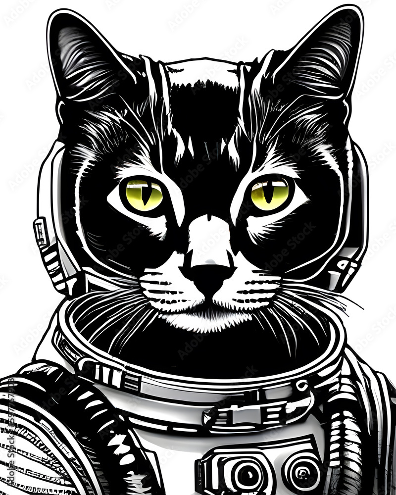 Obraz premium Black cat astronaut