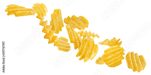 Three delicious potato chips cut out