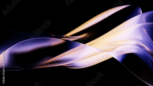 Fototapeta Naklejka Na Ścianę i Meble -  Abstract dark holographic iridescent neon background fluid liquid glass curved wave in motion 3d render. Gradient design element for banners, backgrounds, wallpapers and covers.