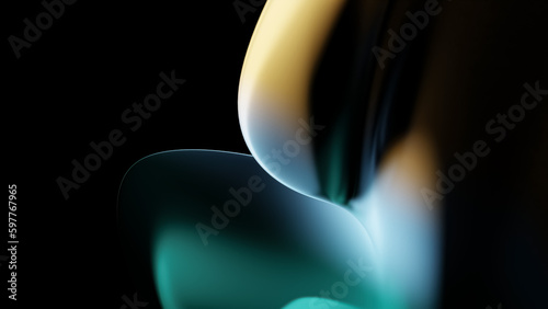 Fototapeta Naklejka Na Ścianę i Meble -  Abstract dark holographic iridescent neon background fluid liquid glass curved wave in motion 3d render. Gradient design element for banners, backgrounds, wallpapers and covers.