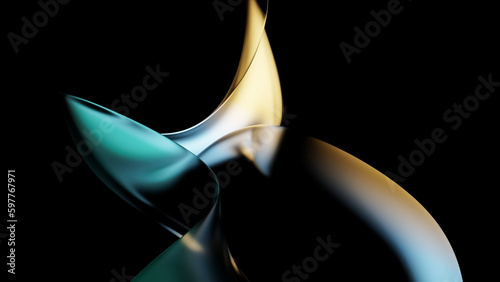 Fototapeta Naklejka Na Ścianę i Meble -  Abstract dark holographic iridescent neon background fluid liquid glass curved wave in motion 3d render. Gradient design element for banners, backgrounds, wallpapers and covers.