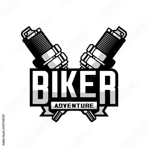 motorcycle spark plug vector, biker logo vector