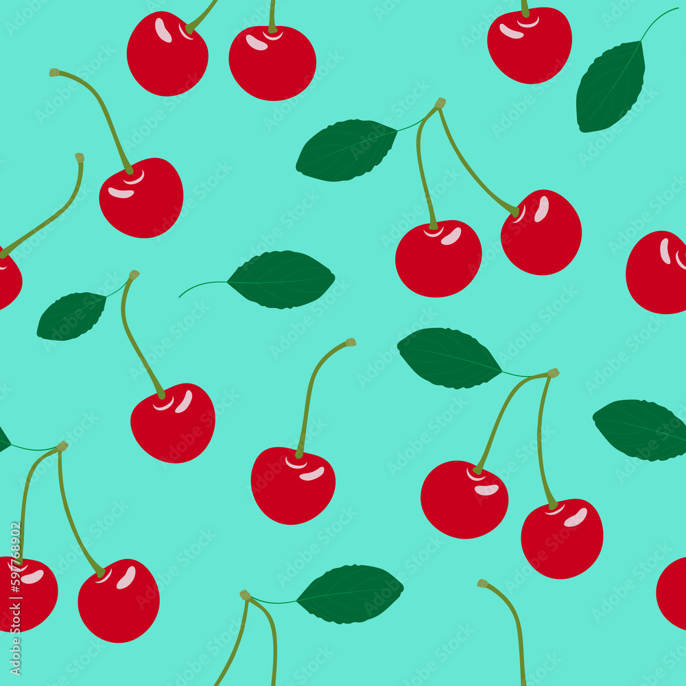 Seamless pattern with cherries. Bright summer background. Seamless pattern with cherries. Bright summer background.