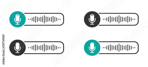 Voice messages geometric badge with microphone emblem. Voice messaging correspondence Voice messages geometric badge with microphone emblem. Voice messaging correspondence vector icons