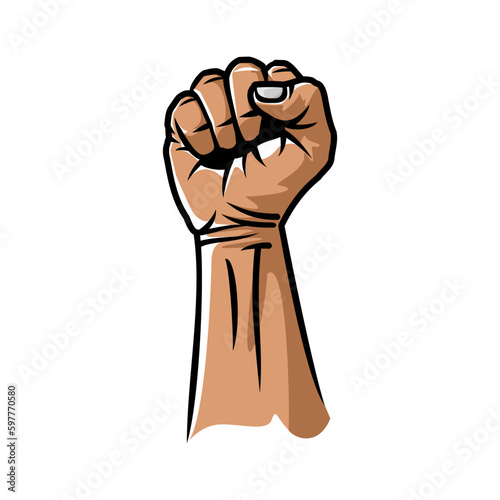 vector fist clenching on white background photo