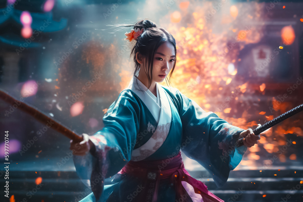 In Fantasy Style Chinese Warrior Girl Dressed In Traditional Attire in-fantasy-style-chinese-warrior-girl-dressed-in-traditional-attire