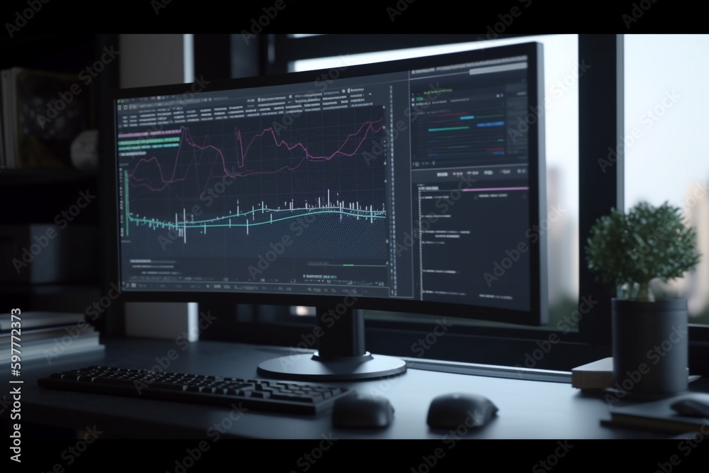 Computer Screen Analyzing Business Performance on Computer Screen Computer Screen Analyzing Business Performance on Computer Screen