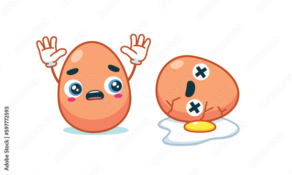 An egg is shock watching other egg die. Isolated Vector Illustration. An egg is shock watching other egg die. Isolated Vector Illustration.
