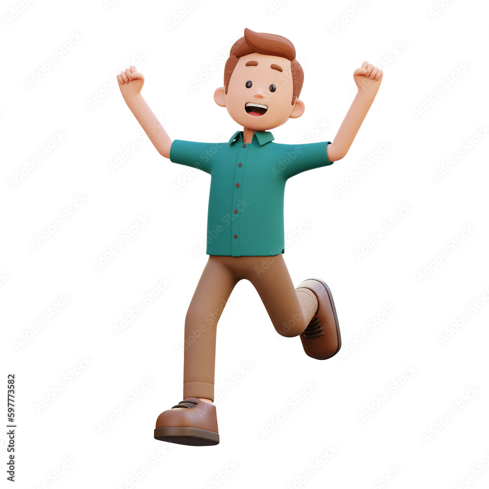 3d male character happy running 3d male character happy running