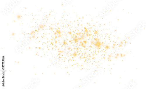 Golden glitter wave abstract illustration. Gold star dust trail sparkling particles isolated on transparent background. Magic concept. PNG.