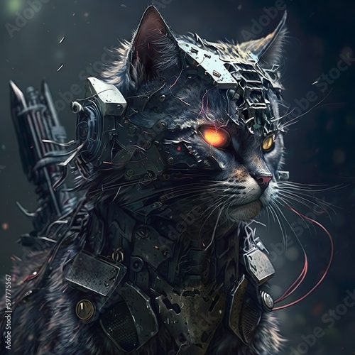 Obraz na płótnie Futuristic War Cat 3