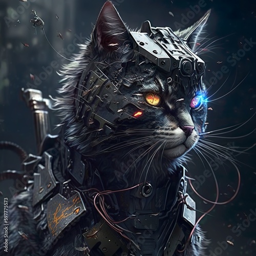 Obraz na płótnie Futuristic War Cat 1