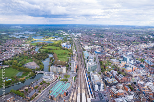 amazing view of the Railway and Downtown Reading  Berkshire  South England  United Kingdom