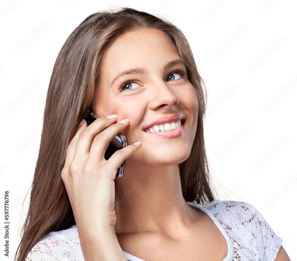 Pretty young woman using mobile isolated on white background Pretty young woman using mobile isolated on white background