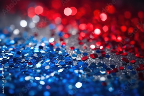 Sparkles on a red white and blue background. Generative AI.