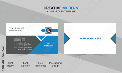 blue and white business card design template