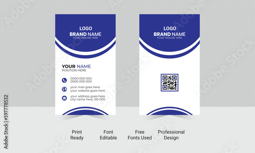 vertical business card template. modern and clean business card design