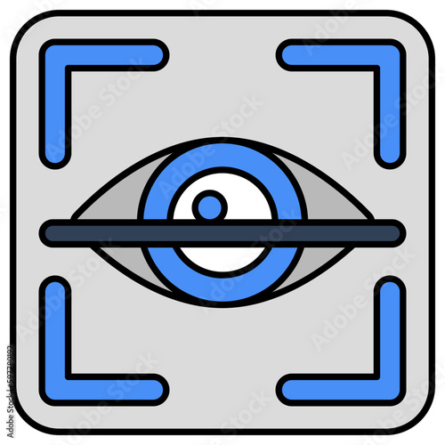 A colored design icon of iris recognition