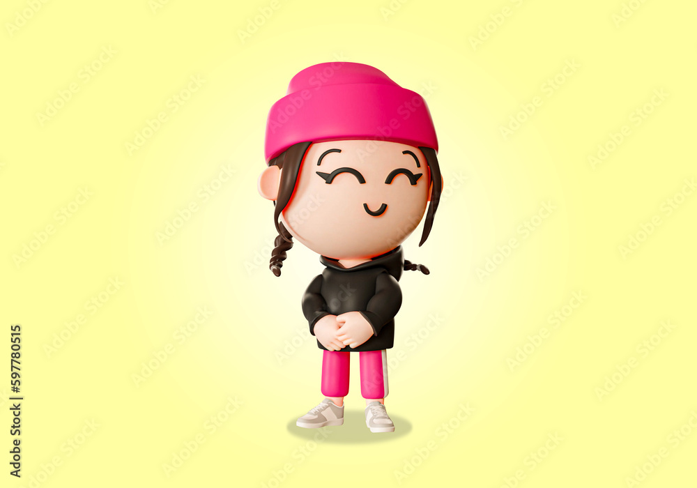 girl with a pink hat
