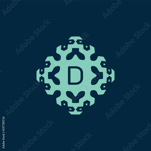 Initial letter D Logo. A Dynamic Emblem of Science, Health, and Innovation