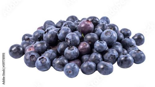 blueberries isolated transparency background with generative ai technology