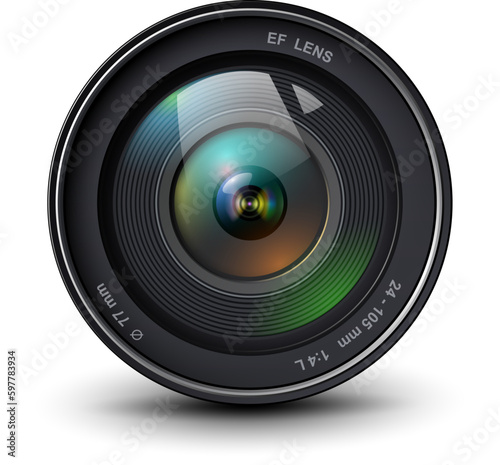camera photo lens, 3d icon illustration.