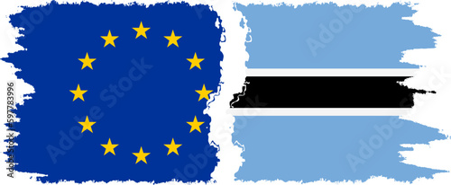 Botswana and European Union grunge flags connection vector