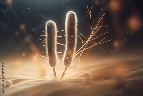 Illustration of spindle and chromosomes in prophase stage. Generative AI photo