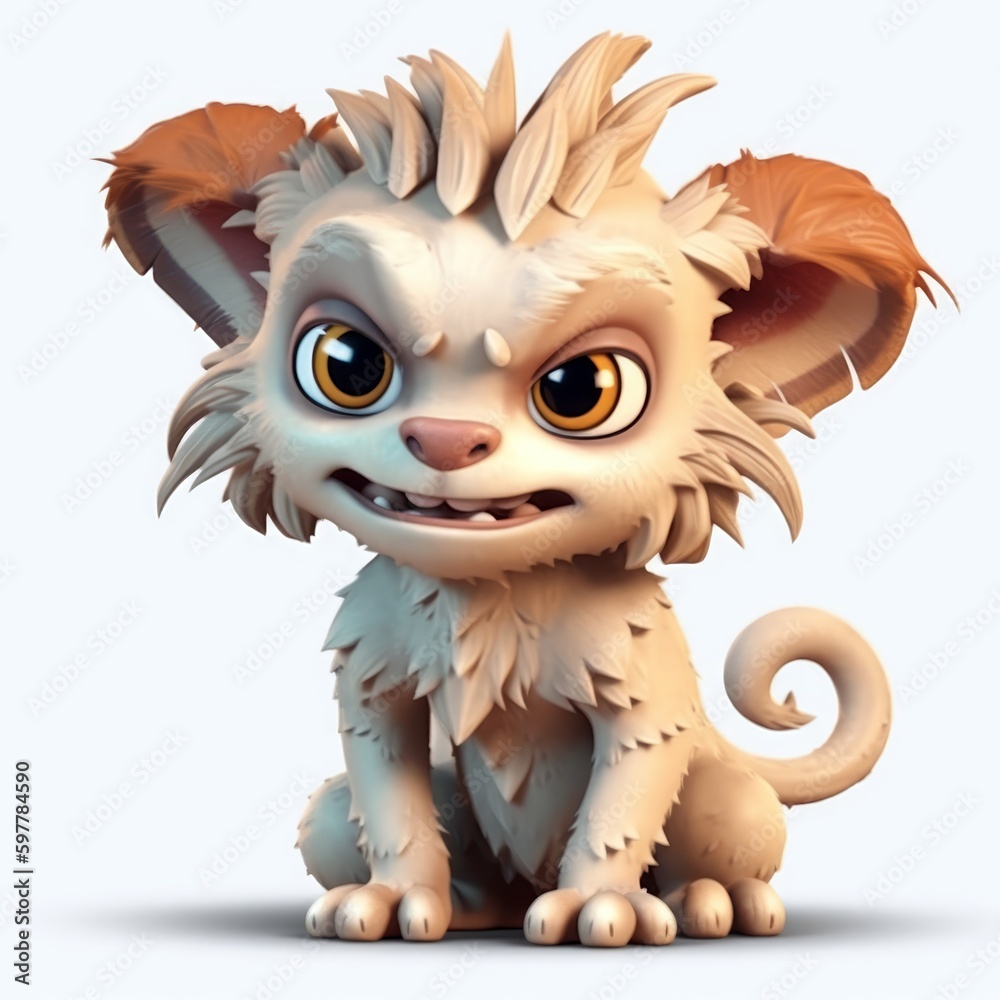 fantasy chimera, cute 3d cartoon chimera isolated on flat background, Generative AI fantasy chimera, cute 3d cartoon chimera isolated on flat background, Generative AI