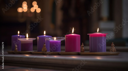 Advent Candles In Church  generative ai