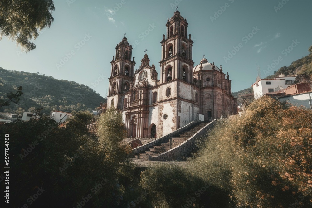 Church in Taxco, Mexico. Generative AI