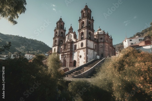 Church in Taxco, Mexico. Generative AI