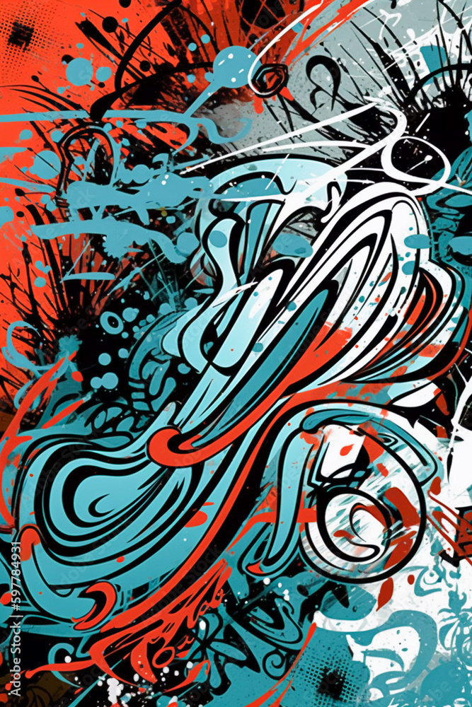 Oldschool graffiti pattern illustration, Generative AI Oldschool graffiti pattern illustration, Generative AI
