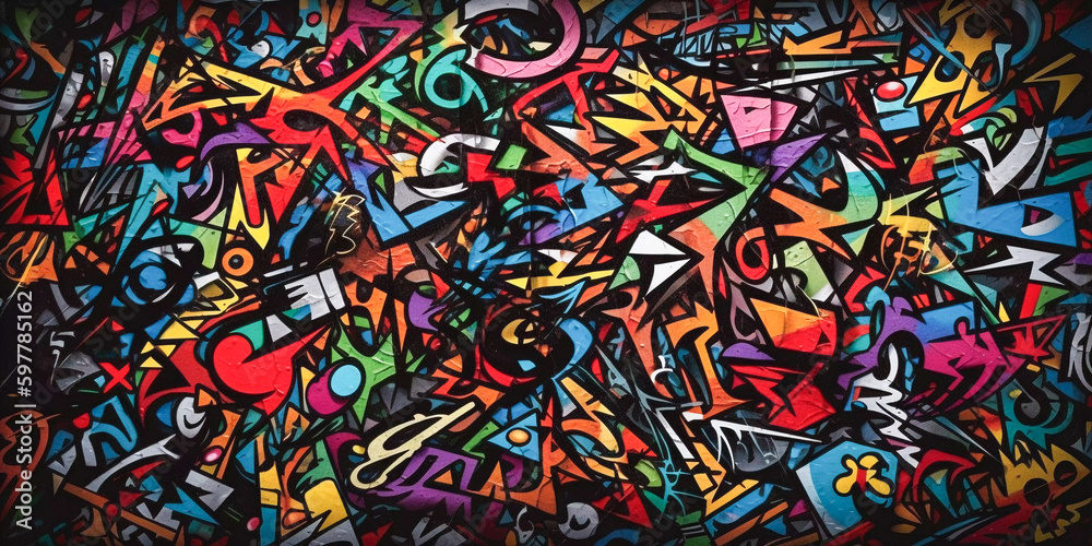 Oldschool graffiti pattern illustration, Generative AI Oldschool graffiti pattern illustration, Generative AI