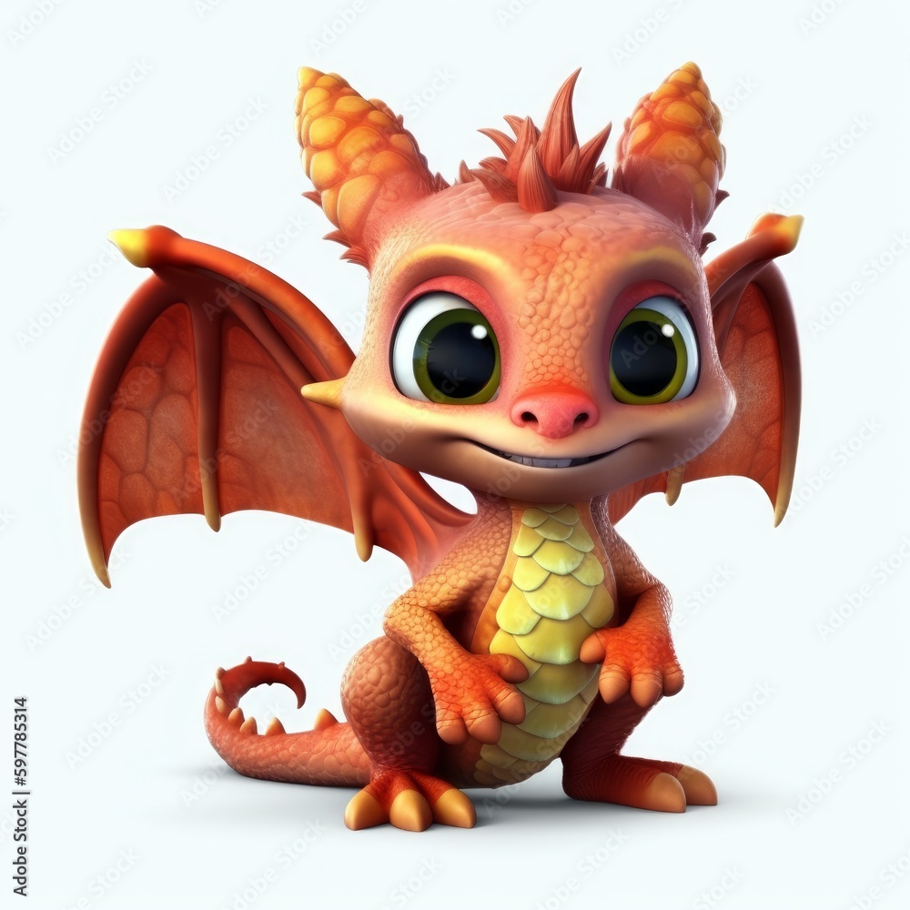 fantasy dragon, cute 3d cartoon dragon isolated on flat background, Generative AI
fantasy dragon, cute 3d cartoon dragon isolated on flat background, Generative AI