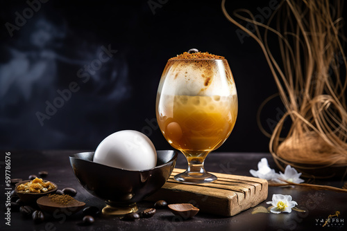 Ca Phe Trung, AI generative egg Vietnamese coffee made with egg yolks, condensed milk, and sugar photo