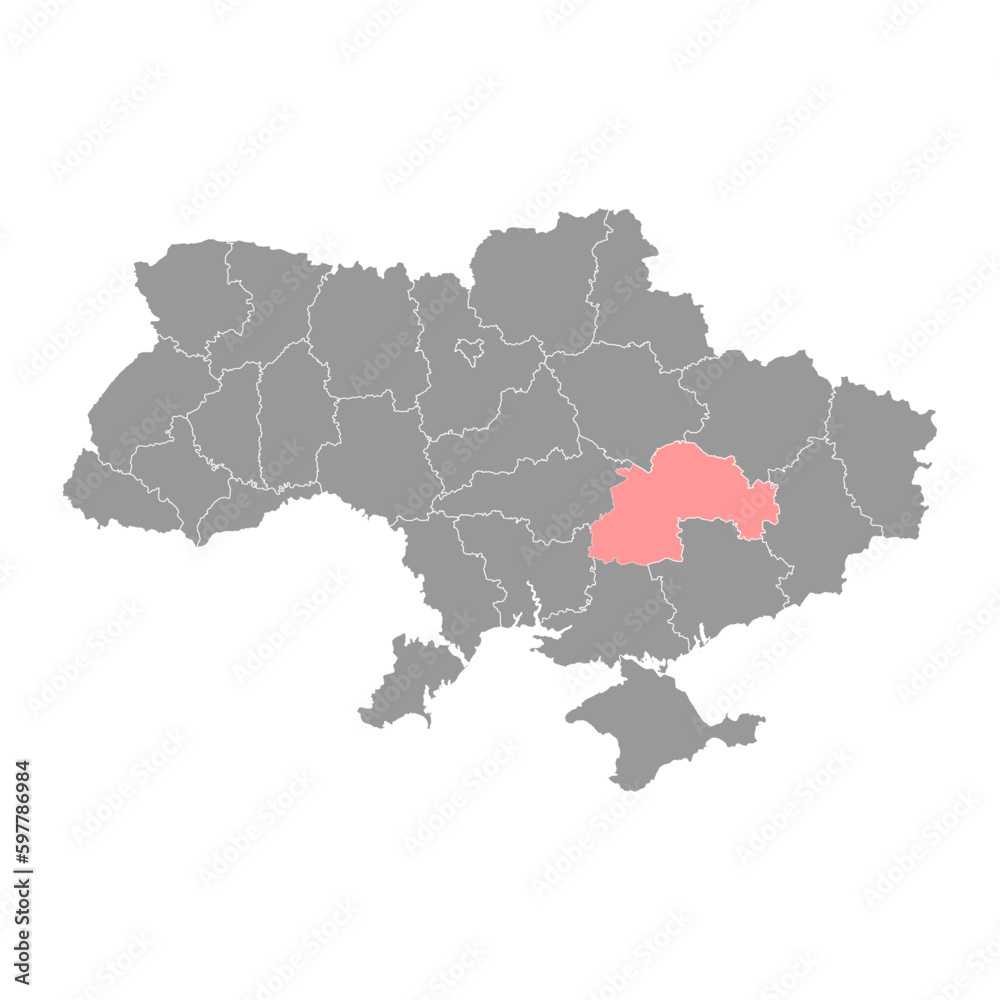 Dnipropetrovsk Oblast map, province of Ukraine. Vector illustration. Dnipropetrovsk Oblast map, province of Ukraine. Vector illustration.