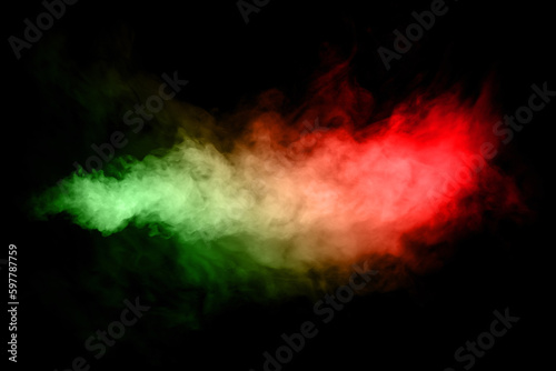 Movement of smoke, Colorful smoke swirl on black background, Color smoke on black background. © Philip