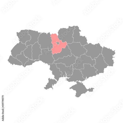 Kyiv oblast map, province of Ukraine. Vector illustration.